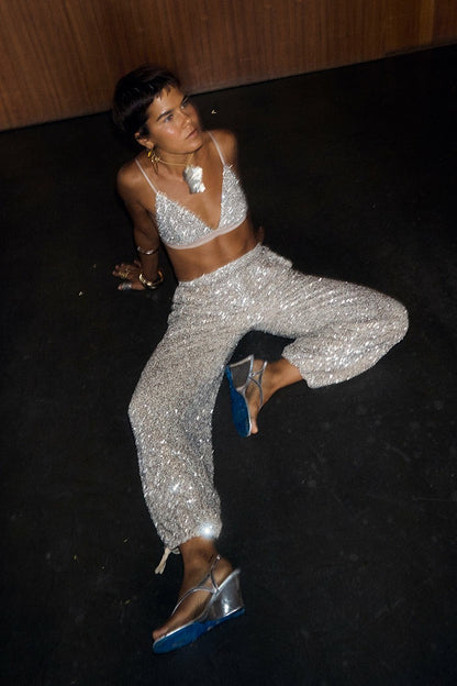 Never Fully Dressed Great Value - Silver Sequin Bra  Partywear