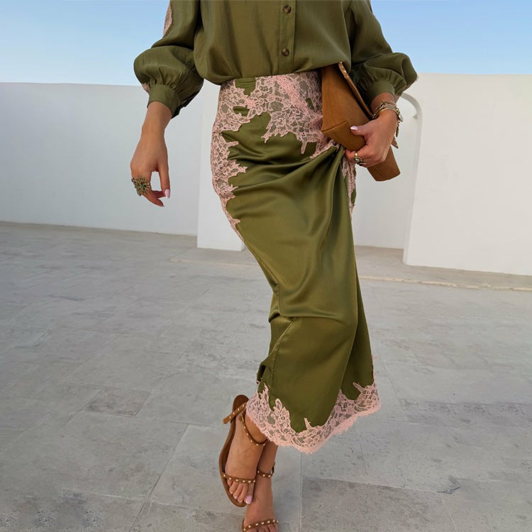 Never Fully Dressed Quality - Olive & Pink Lily Skirt