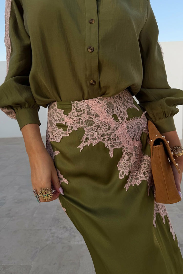 Never Fully Dressed Quality - Olive & Pink Lily Skirt