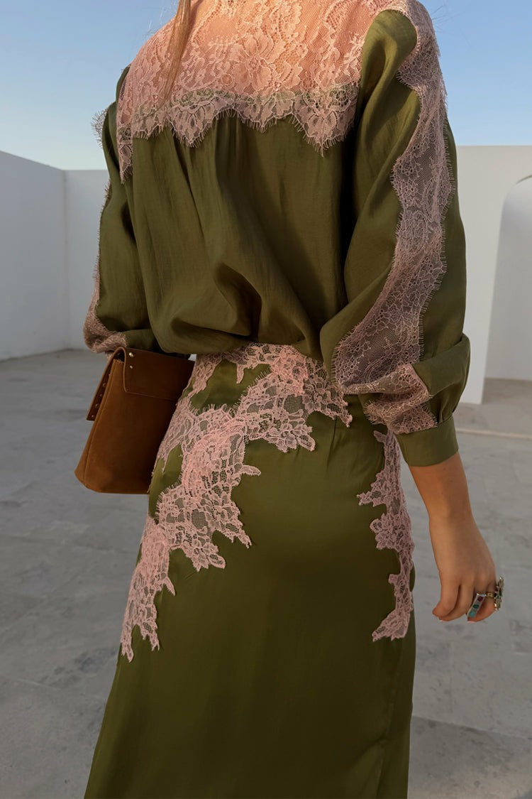 Never Fully Dressed Quality - Olive & Pink Lily Skirt