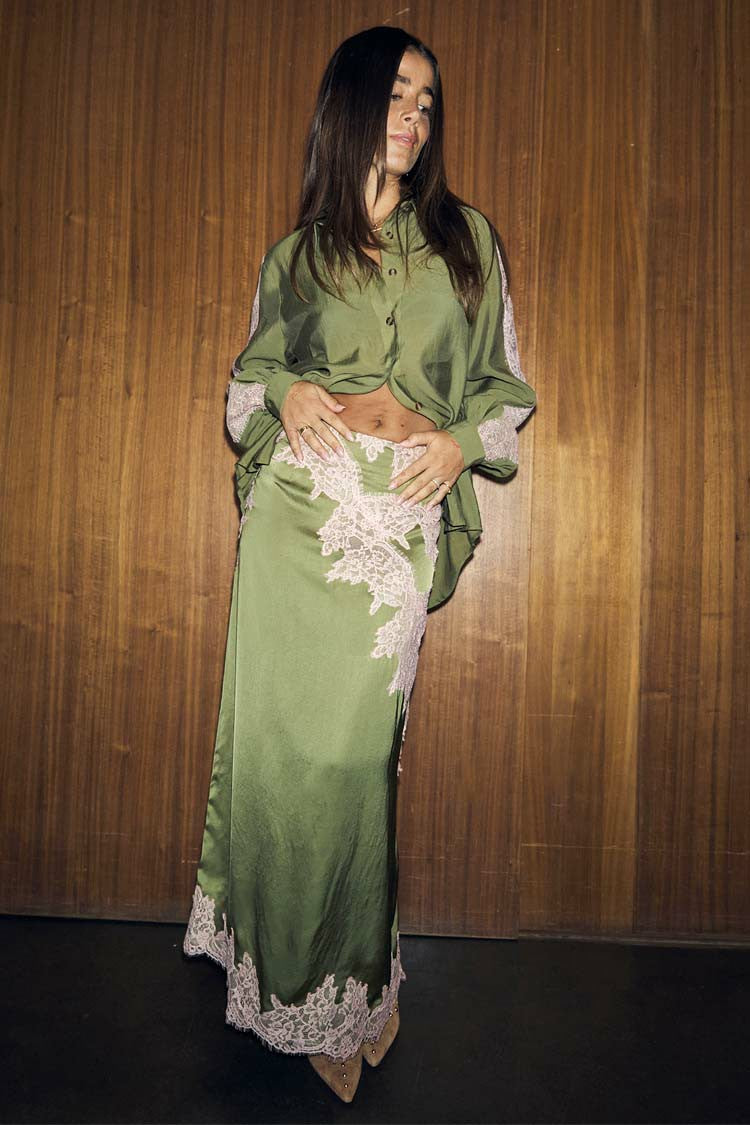 Never Fully Dressed Quality - Olive & Pink Lily Skirt