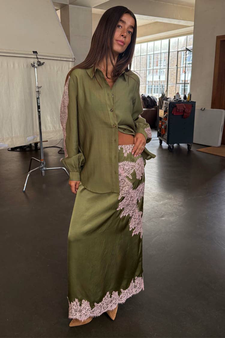 Never Fully Dressed Quality - Olive & Pink Lily Skirt