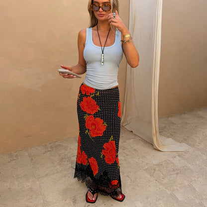 Never Fully Dressed Great Value - Black Poppy Midi Maeva Skirt