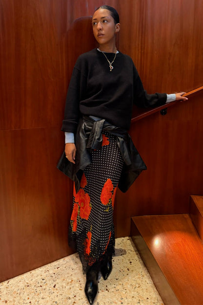 Never Fully Dressed Great Value - Black Poppy Midi Maeva Skirt