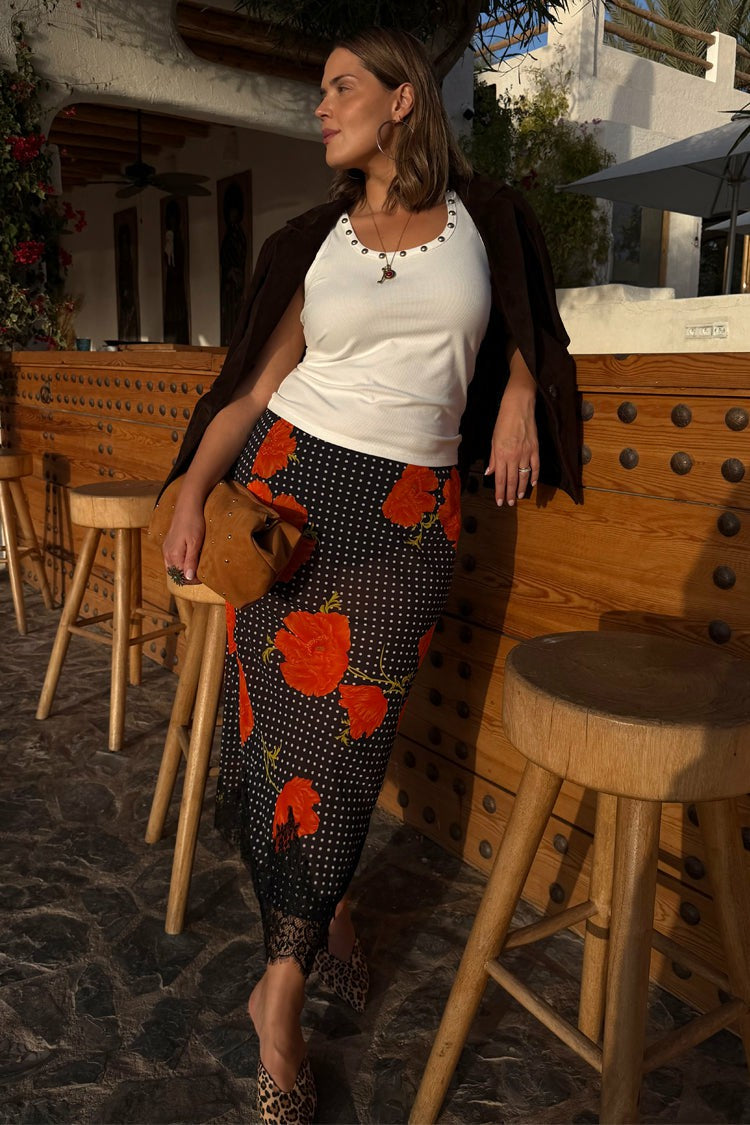 Never Fully Dressed Great Value - Black Poppy Midi Maeva Skirt