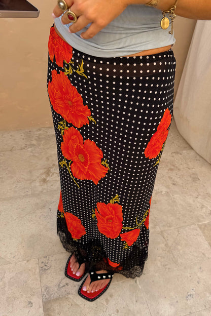Never Fully Dressed Great Value - Black Poppy Midi Maeva Skirt