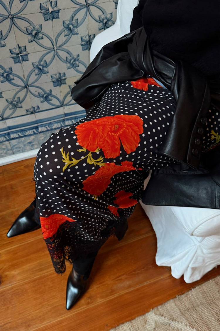 Never Fully Dressed Great Value - Black Poppy Midi Maeva Skirt