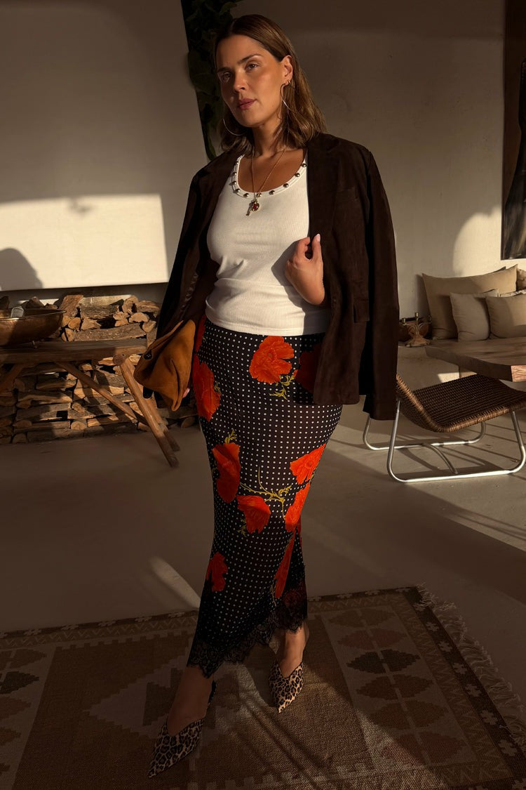 Never Fully Dressed Great Value - Black Poppy Midi Maeva Skirt