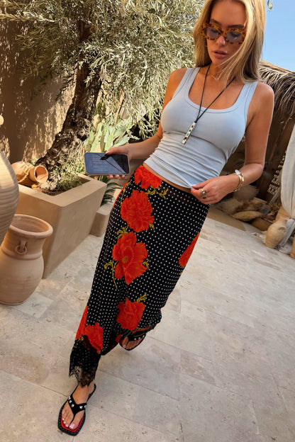 Never Fully Dressed Great Value - Black Poppy Midi Maeva Skirt