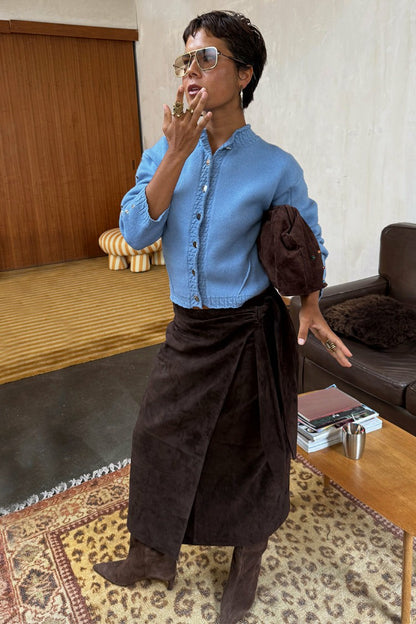Never Fully Dressed New - Chocolate Suede Jaspre Skirt - Multi-wear - Never Fully Dressed