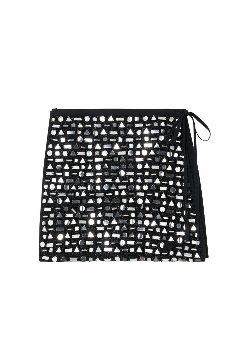Never Fully Dressed Best Seller - Black Beaded Mirror Skirt