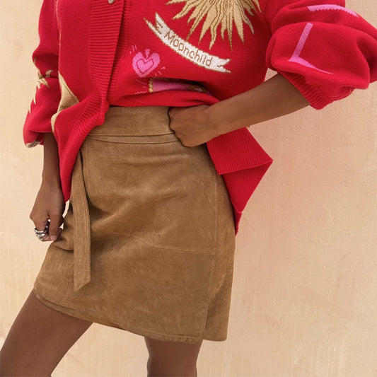 Never Fully Dressed Top Pick - Tan Suede Mini Jaspre Skirt