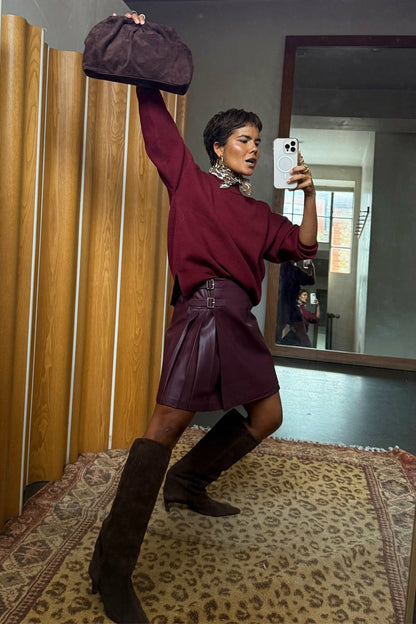Never Fully Dressed Quality - Burgundy Mini Kilt Skirt