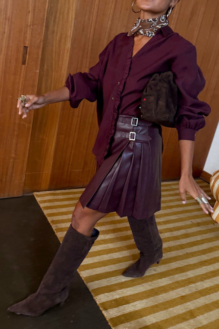 Never Fully Dressed Quality - Burgundy Mini Kilt Skirt