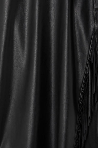 Never Fully Dressed Signature - Black Vegan Leather Mini Fringe Jaspre Skirt