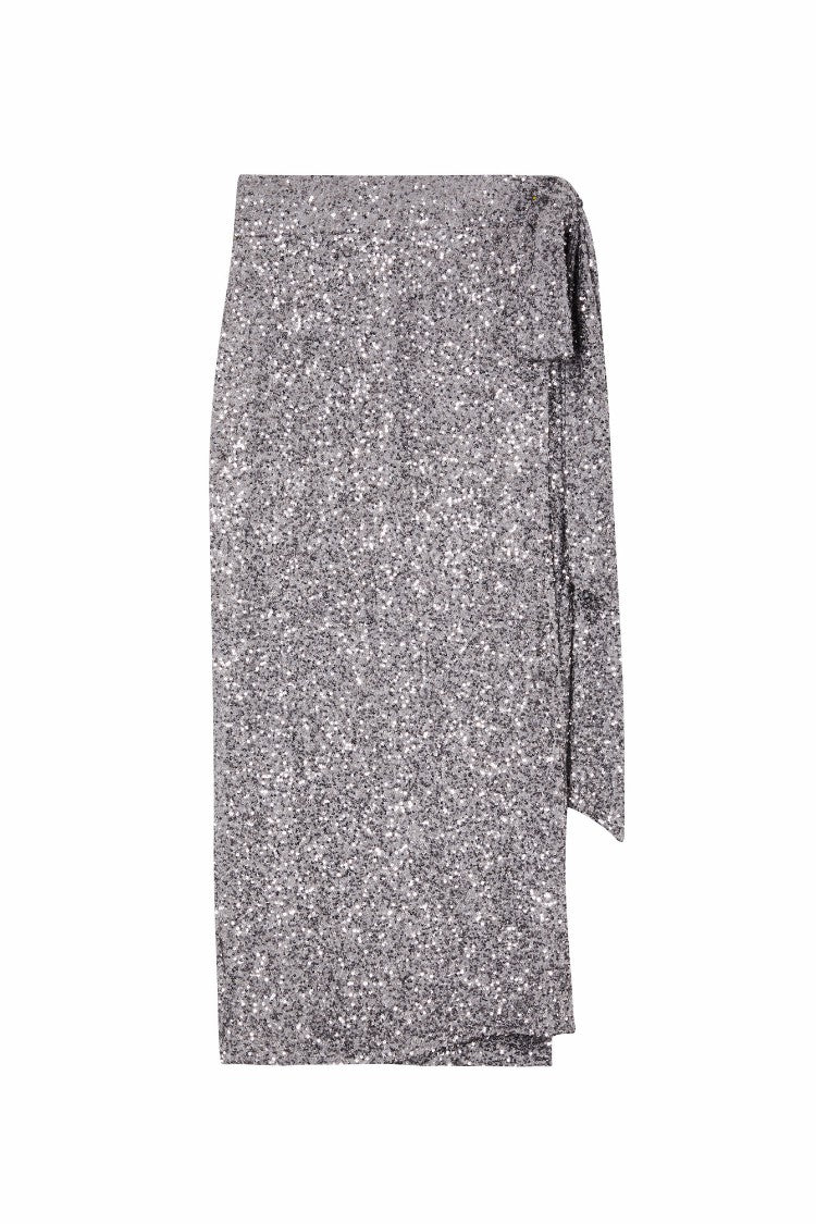Never Fully Dressed New - Gunmetal Sequin Jaspre Midi Skirt