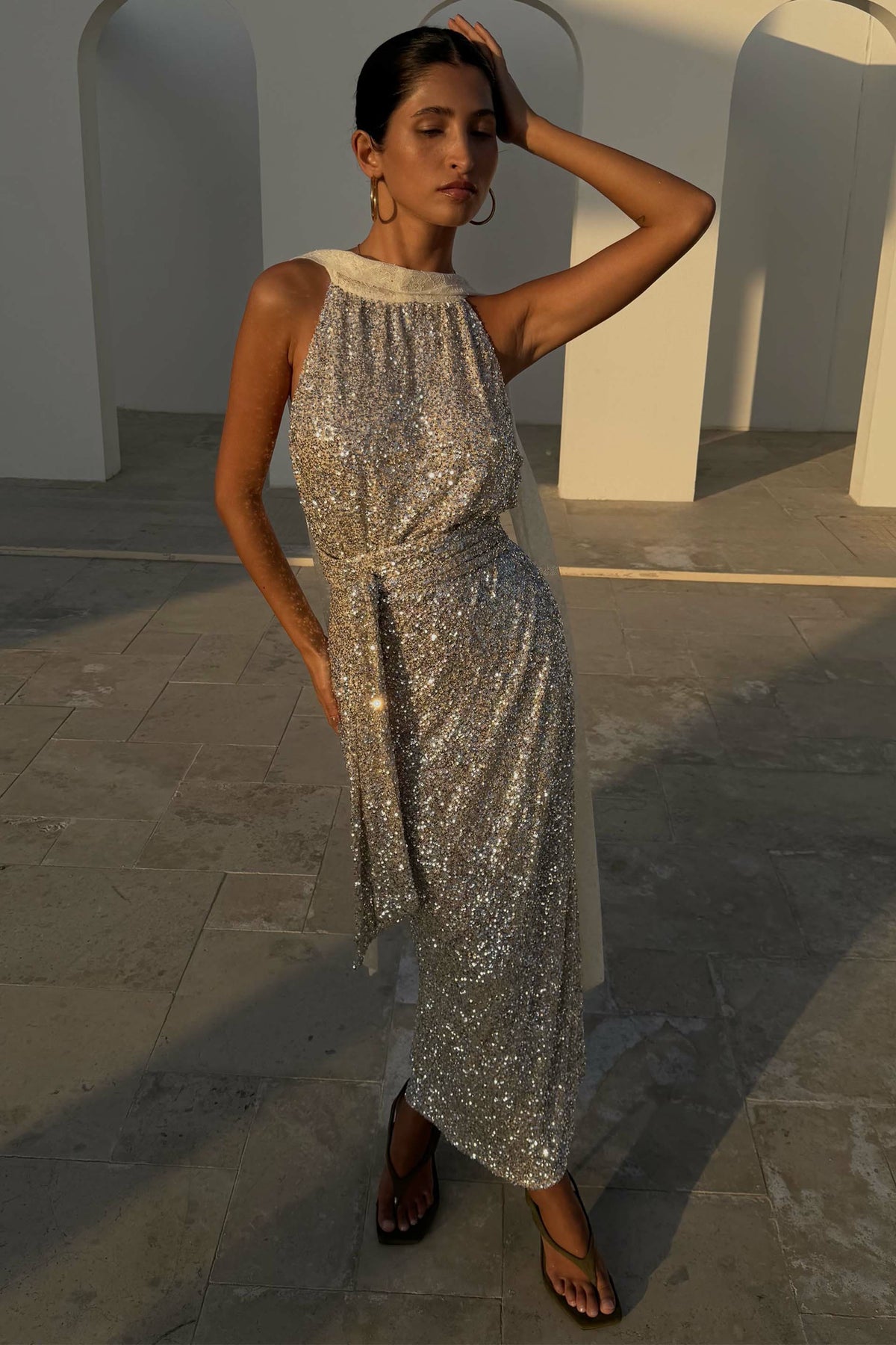 Never Fully Dressed Trusted - Silver Sequin Maxi Wrap Jaspre Skirt