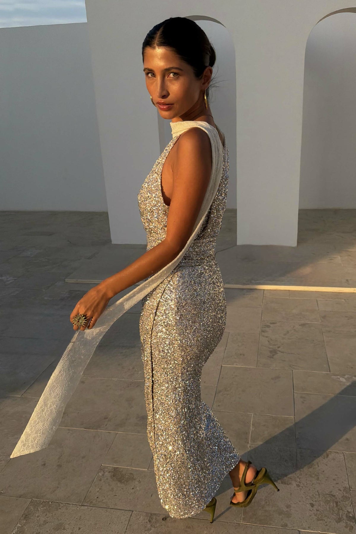 Never Fully Dressed Trusted - Silver Sequin Maxi Wrap Jaspre Skirt