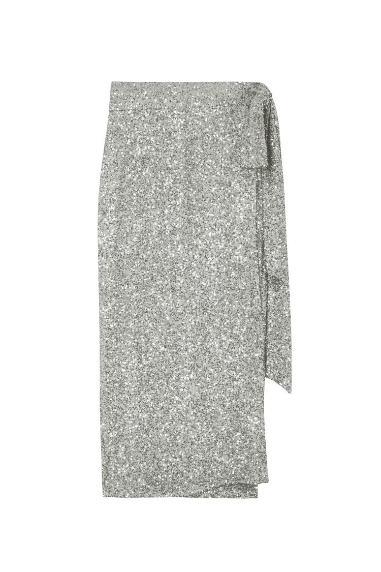 Never Fully Dressed Trusted - Silver Sequin Maxi Wrap Jaspre Skirt