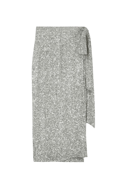 Never Fully Dressed Trusted - Silver Sequin Maxi Wrap Jaspre Skirt