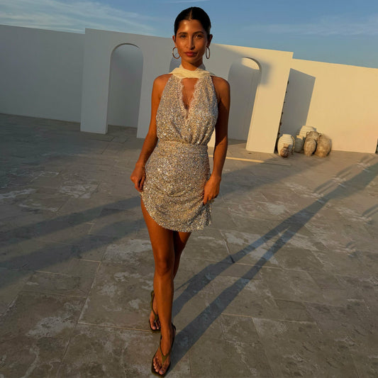 Never Fully Dressed Quality - Silver Sequin Mini Jaspre Skirt