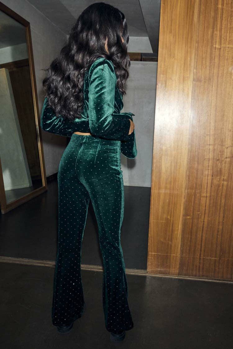 Never Fully Dressed Essential - Emerald Velvet Trousers