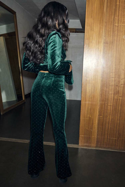 Never Fully Dressed Essential - Emerald Velvet Trousers