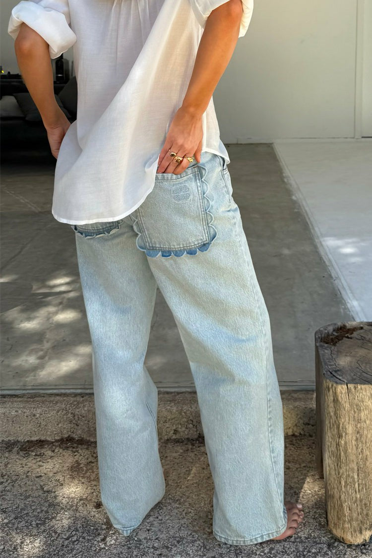 Never Fully Dressed New - Scallop Detail Straight Leg Jeans
