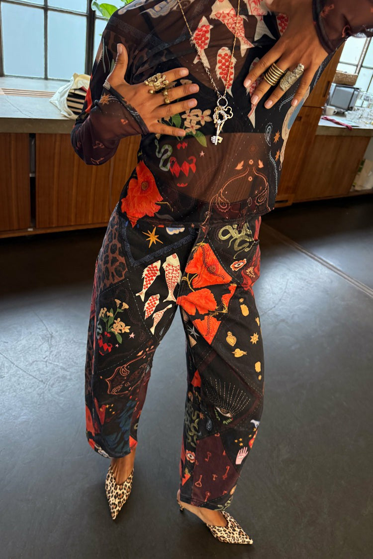 Never Fully Dressed Discount - Night Garden Barrel Jeans
