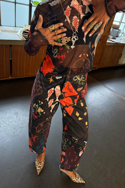 Never Fully Dressed Discount - Night Garden Barrel Jeans