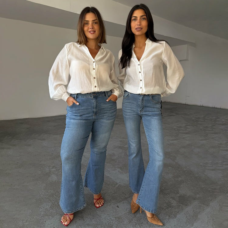 Never Fully Dressed Classic - Denim Flare Scallop Jean