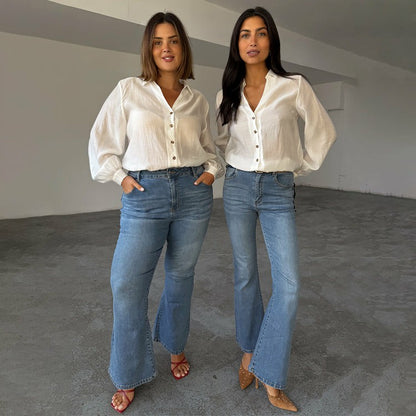 Never Fully Dressed Classic - Denim Flare Scallop Jean