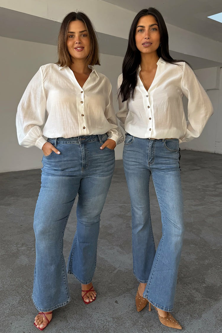 Never Fully Dressed Classic - Denim Flare Scallop Jean