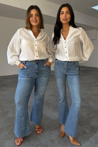 Never Fully Dressed Classic - Denim Flare Scallop Jean
