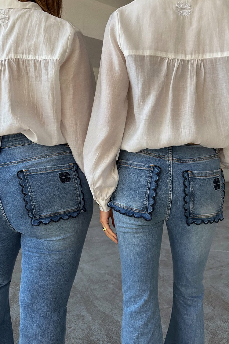 Never Fully Dressed Classic - Denim Flare Scallop Jean