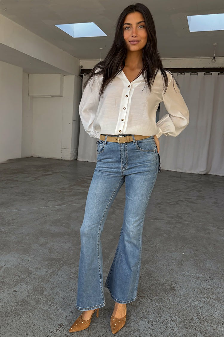 Never Fully Dressed Classic - Denim Flare Scallop Jean