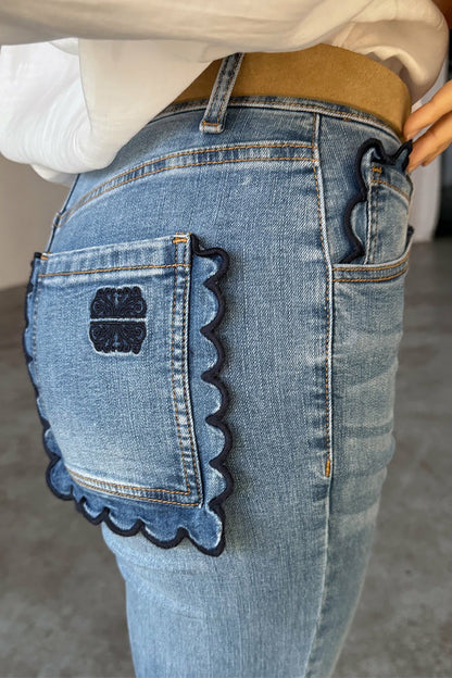 Never Fully Dressed Classic - Denim Flare Scallop Jean