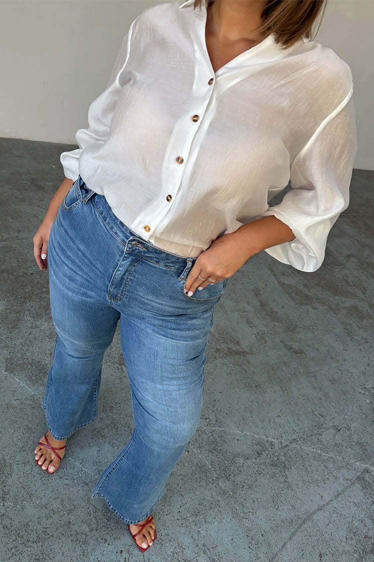 Never Fully Dressed Classic - Denim Flare Scallop Jean