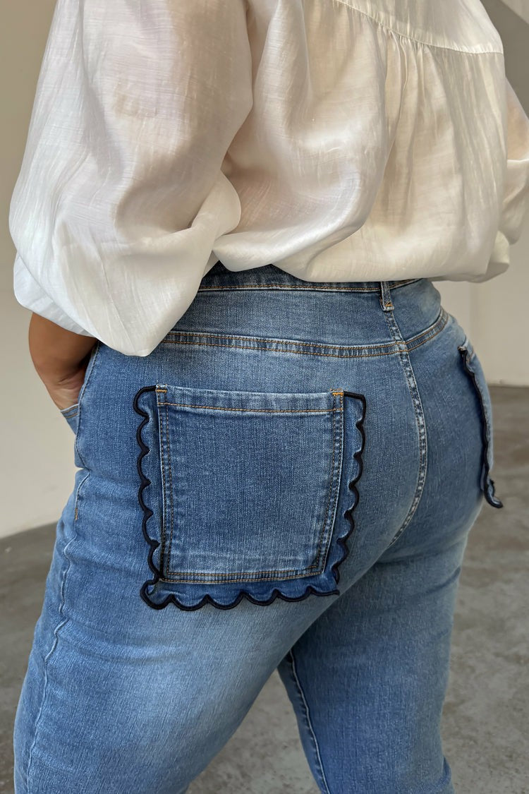 Never Fully Dressed Classic - Denim Flare Scallop Jean