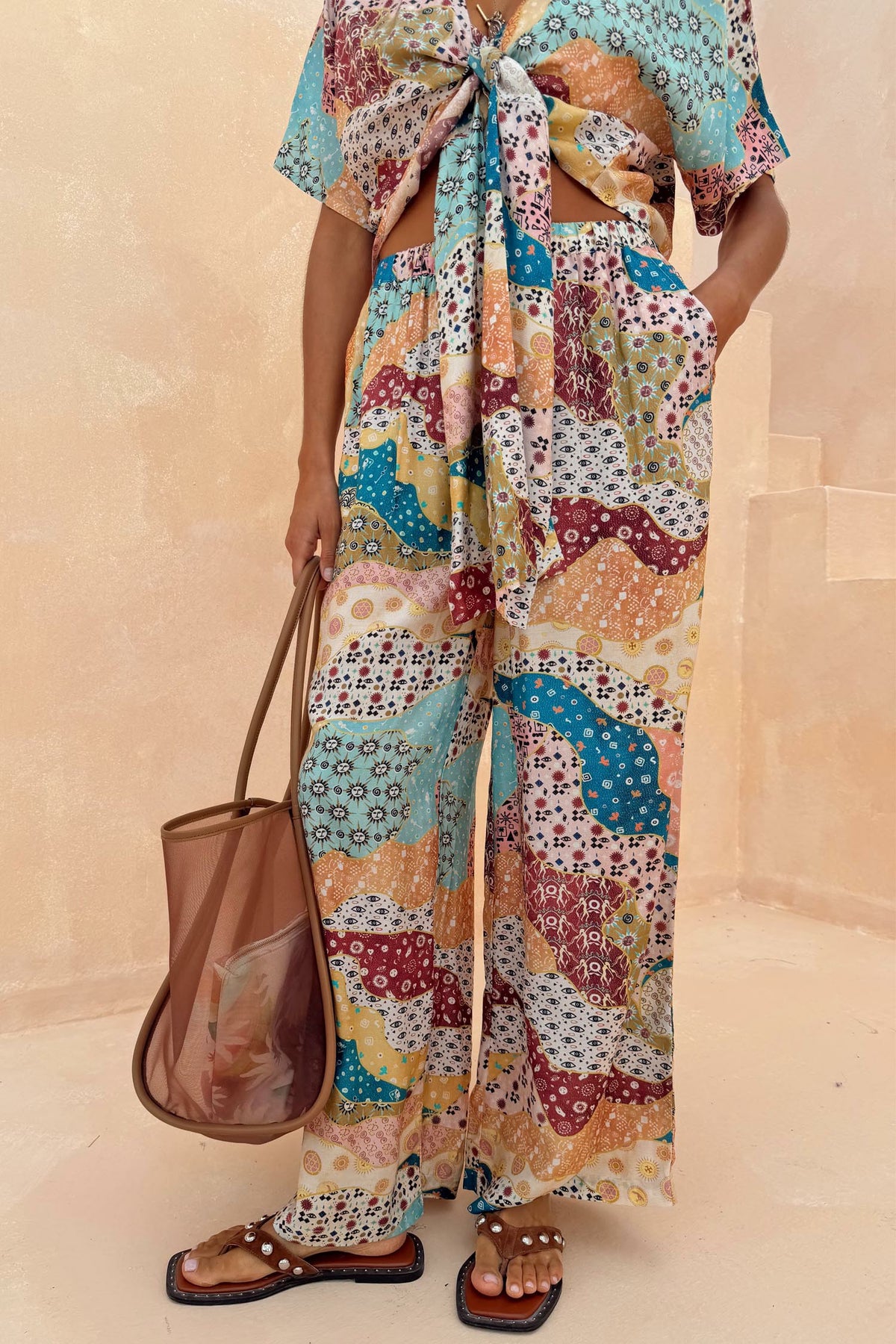 Never Fully Dressed Hot Sale - Morocco Patchwork Print Wide Leg Trousers