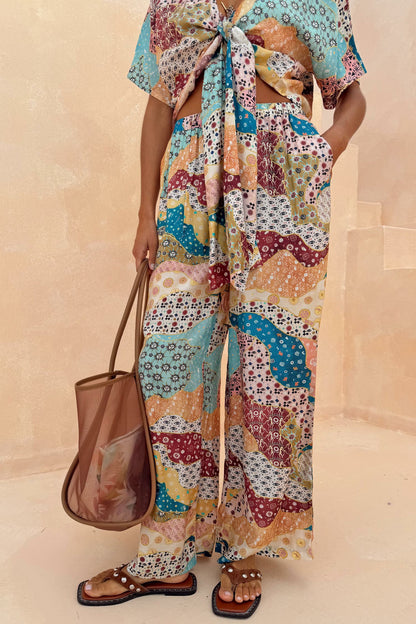Never Fully Dressed Hot Sale - Morocco Patchwork Print Wide Leg Trousers
