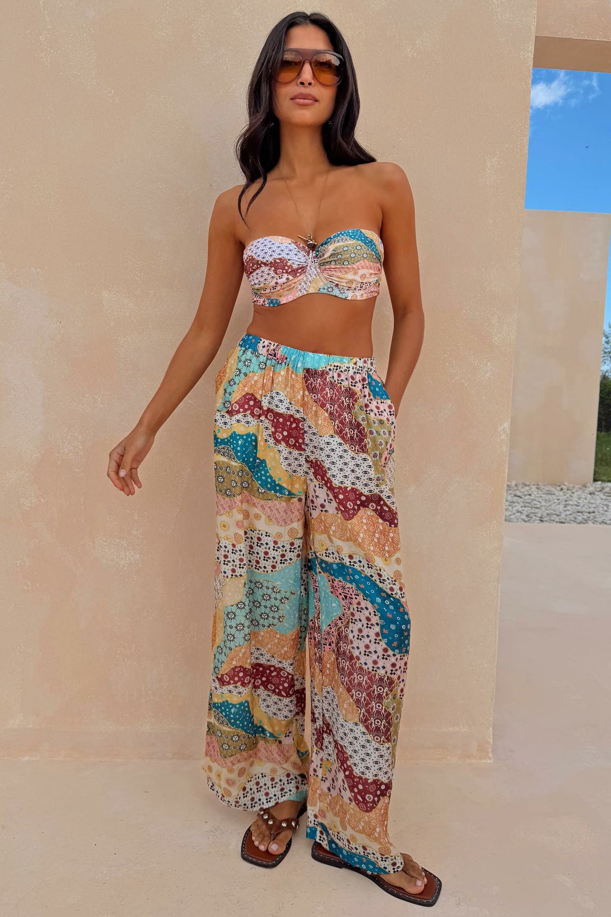 Never Fully Dressed Hot Sale - Morocco Patchwork Print Wide Leg Trousers