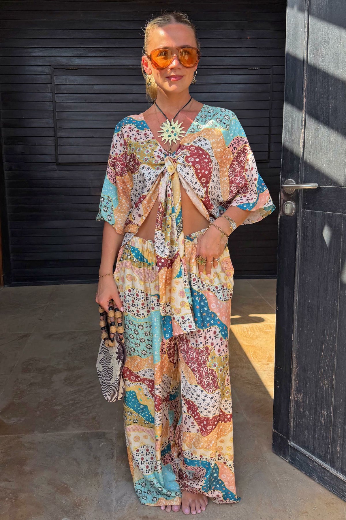 Never Fully Dressed Hot Sale - Morocco Patchwork Print Wide Leg Trousers