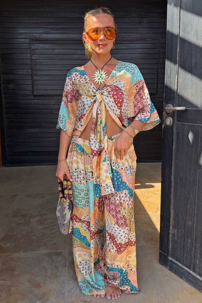 Never Fully Dressed Hot Sale - Morocco Patchwork Print Wide Leg Trousers