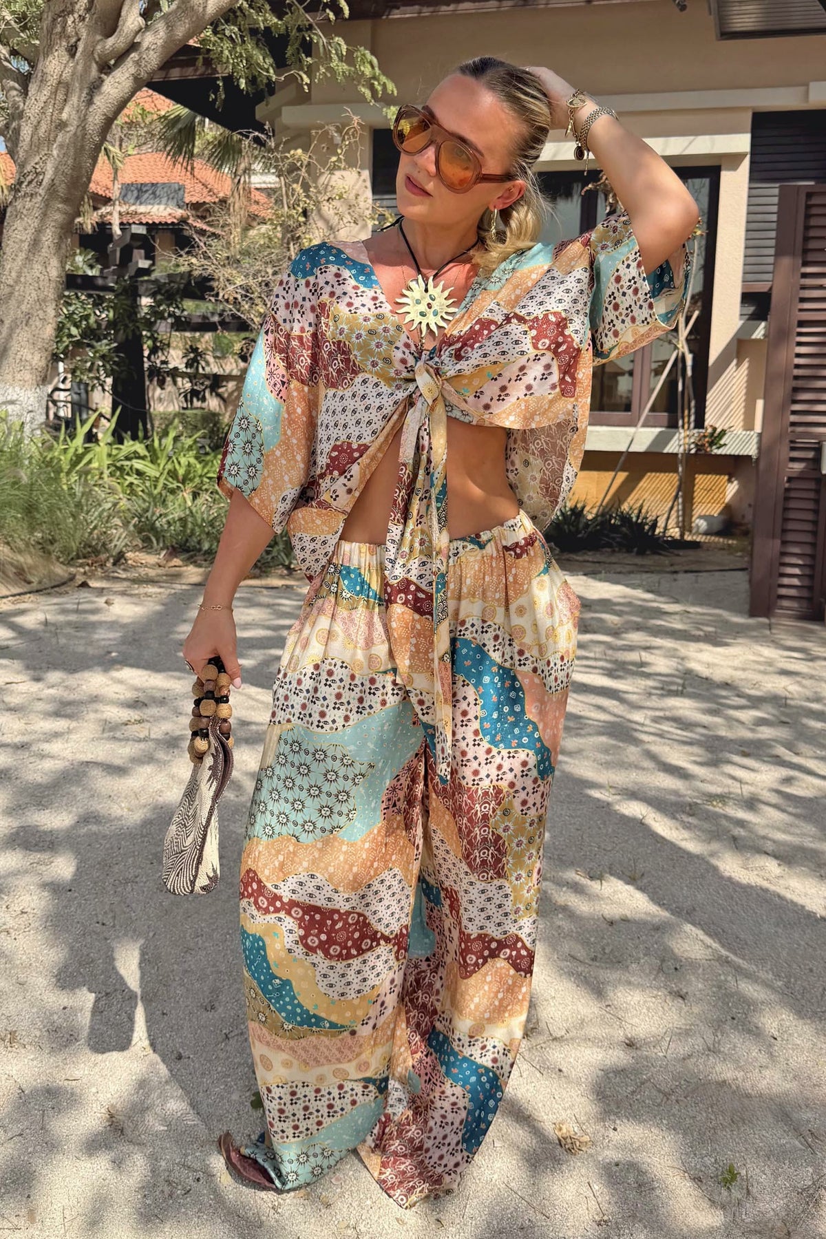 Never Fully Dressed Hot Sale - Morocco Patchwork Print Wide Leg Trousers