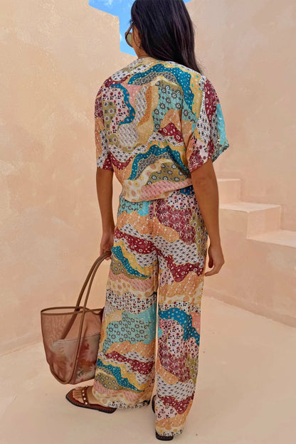 Never Fully Dressed Hot Sale - Morocco Patchwork Print Wide Leg Trousers