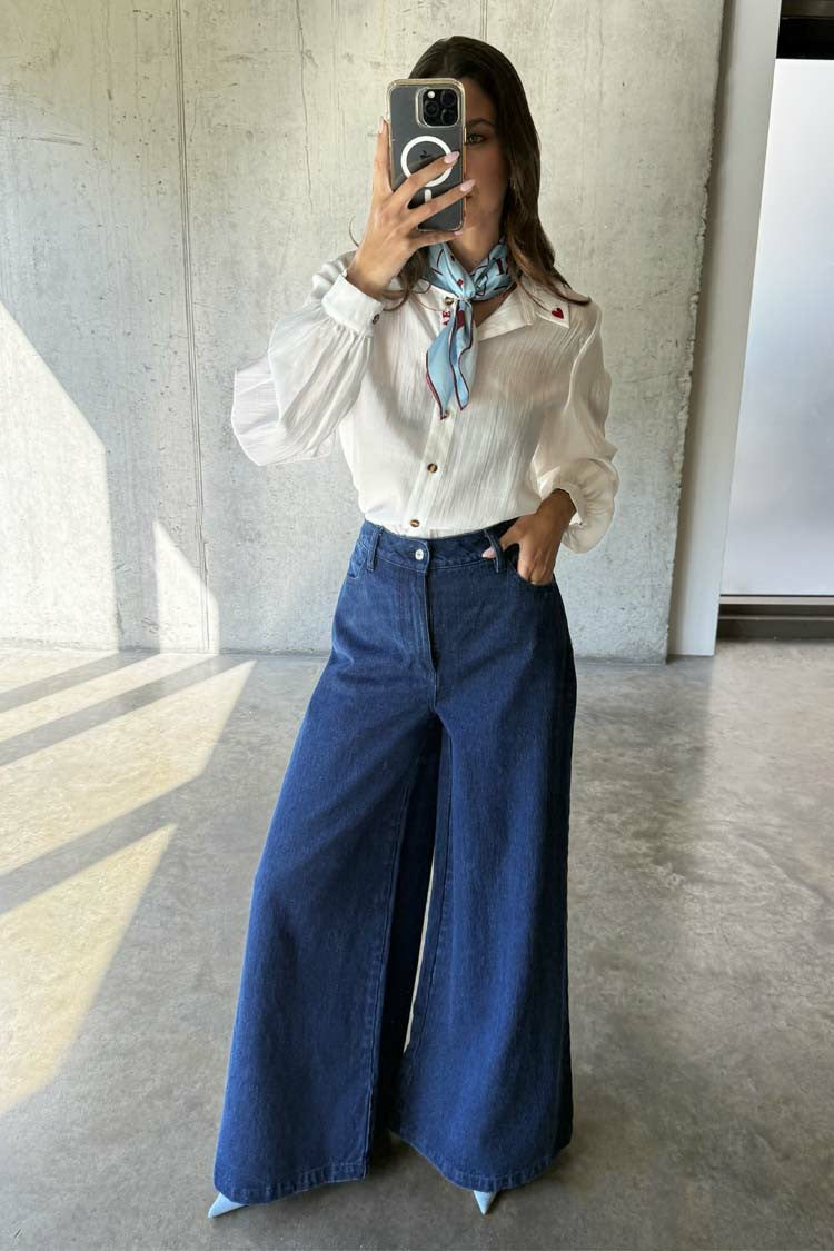 Never Fully Dressed Latest - Blue Denim Pallazzo Jan Jean