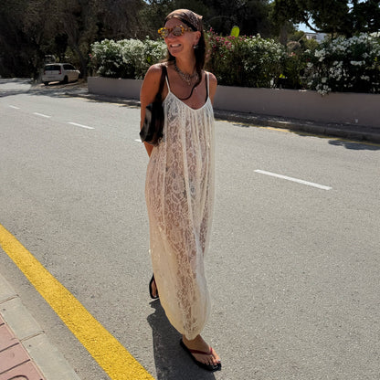 Never Fully Dressed Essential - Cream Lace Balloon Jumpsuit