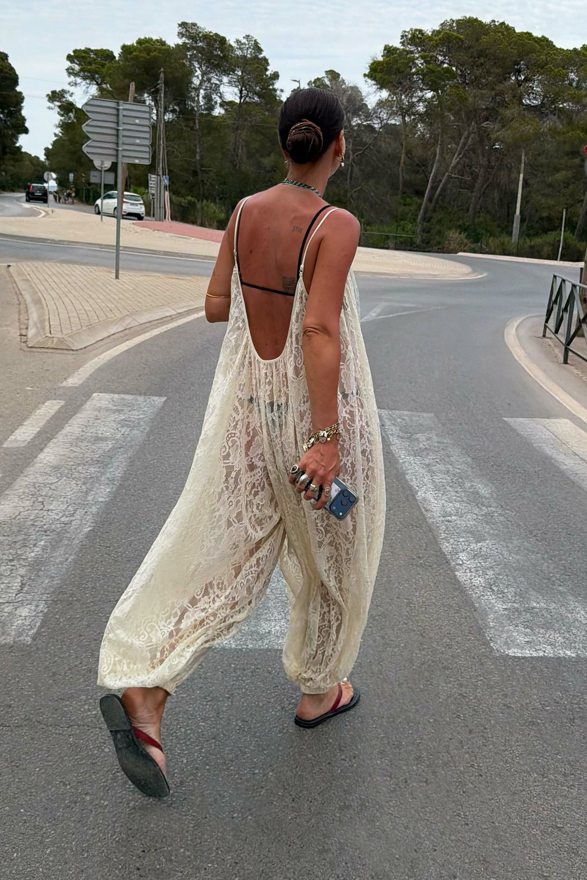 Never Fully Dressed Essential - Cream Lace Balloon Jumpsuit