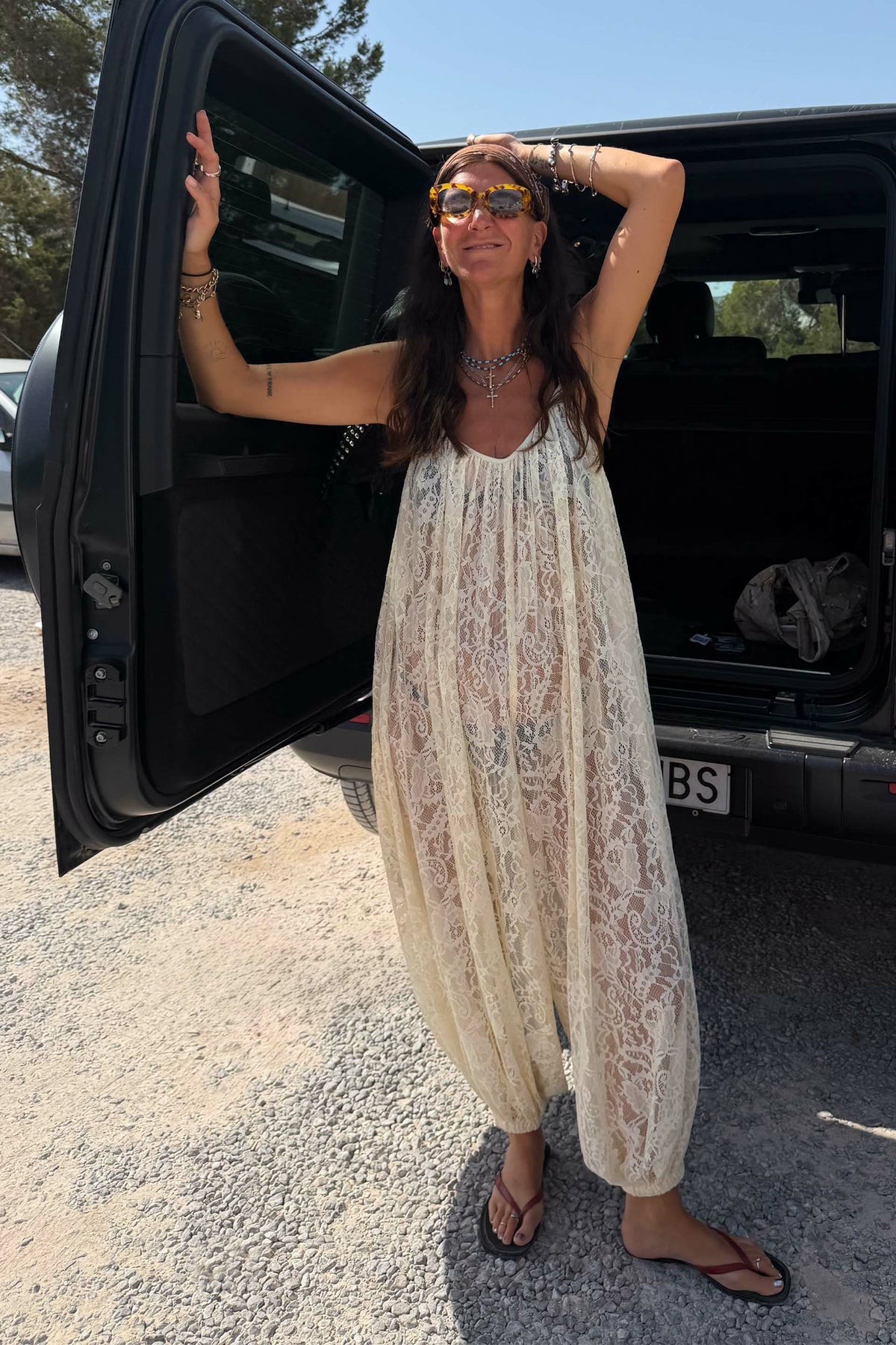 Never Fully Dressed Essential - Cream Lace Balloon Jumpsuit